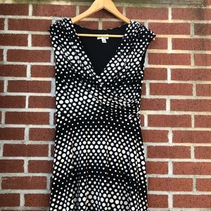 Jersey wrap dress black white dot size M